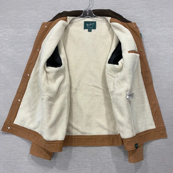 Woolrich Chore Jacket Mens 2XL Brown Canvas Sherpa Lined Corduroy Collar Barn - Picture 3 of 13